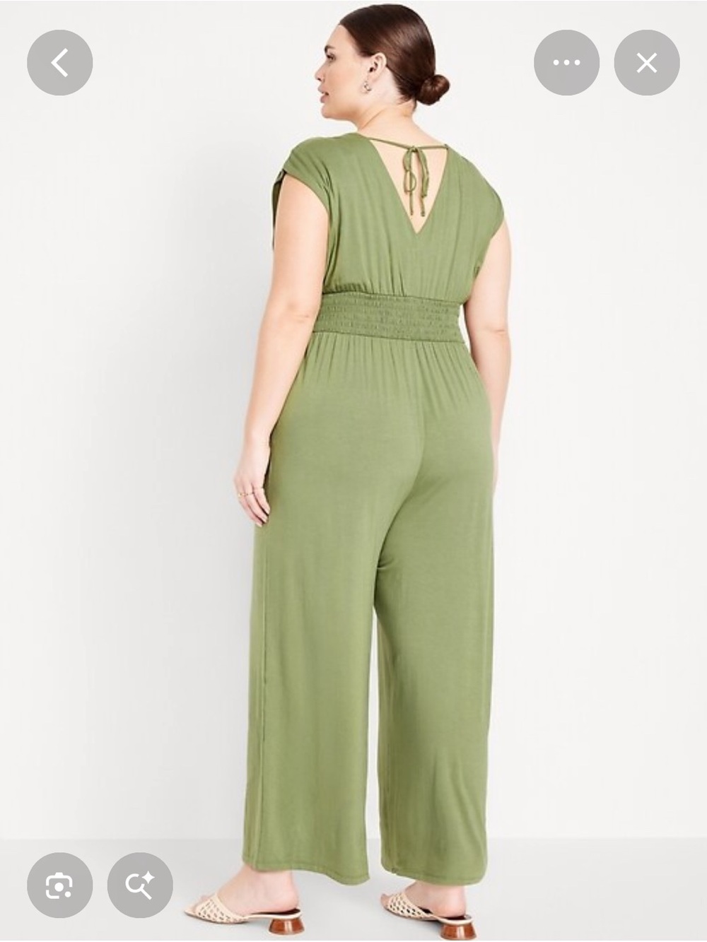 Old Navy Olive Green V-Neck Smocked-Waist Jumpsuit - Picture 6 of 6